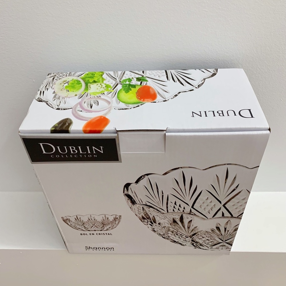 NIB Shannon by Godinger Dublin 8.5" Crystal Serving Bowl - Picture 2 of 5